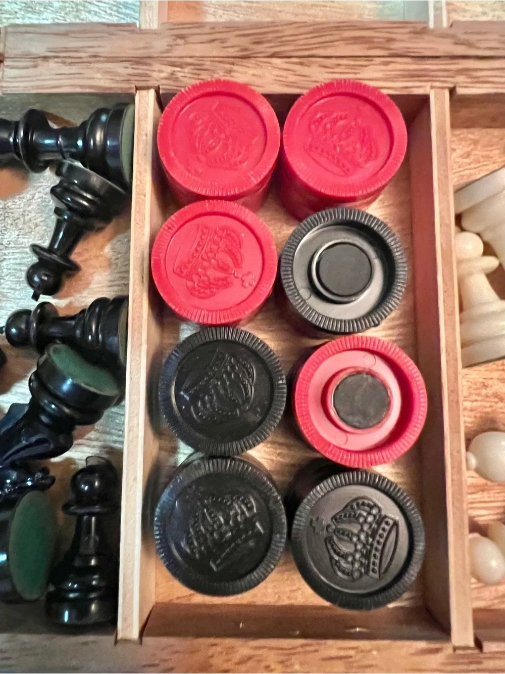Vintage 1960’s Cardinal Magnetic Chess Checkers Game Black White Board Box